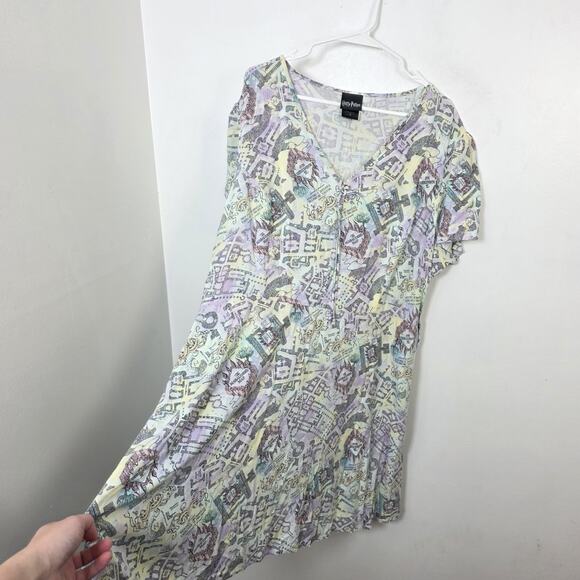 Harry Potter Watercolor Pastel Marauder's Map Babydoll Mini Dress Size 4X - Picture 4 of 12